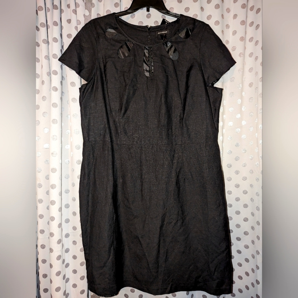 ASHLEY STEWART Black Keyhole Cutout Midi Dress 22 NEW